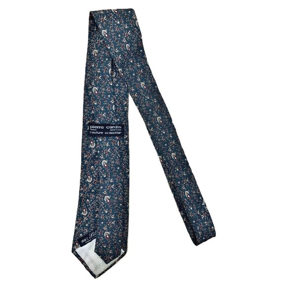 Pierre Cardin Silk Tie Green Brown Paisley Print Couture Collection Vintage - Picture 3 of 7